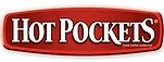 Logo of Hot Pockets, featuring bold white text on a red background.